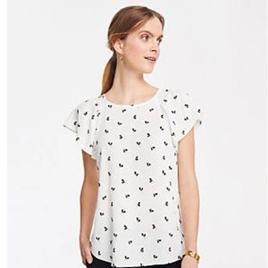 Ann Taylor Flutter Floral Sleeve Top